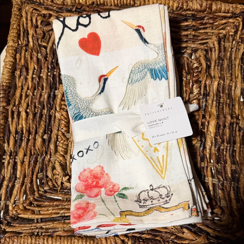 Pottery Barn Love Quilt Set of 4 Napkins BNWT